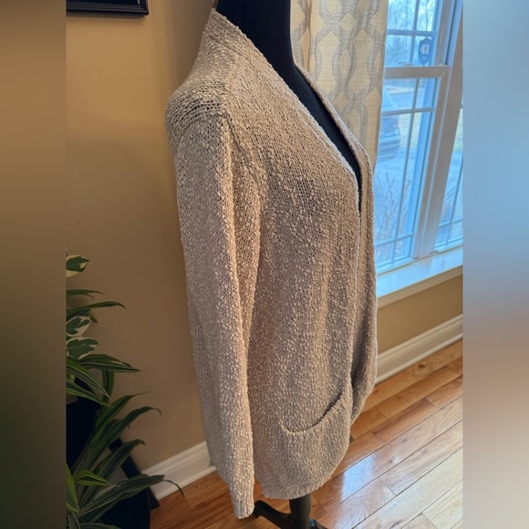 Barefoot Dreams Beige Boucle Cozy Loungewear Cardigan Sweater Women’s Size Large - Picture 3 of 13